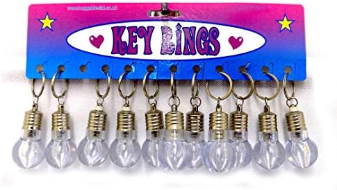 Set of 12 x Light Up Lightbulb Key rings Ideal party bag Filler / Filling or Pinata Prize.