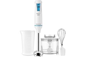 Taurus - Batidora de mano Robot 500 Plus Inox | Picadora eléctrica 500W de potencia | Cuchilla de acero inoxidable | Sistema anti salpicaduras | Turbo Rotation System | Ergonómico | Incluye accesorios