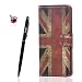 Produktbild Google Pixel Hülle, Alfort 3 in 1 Schutzhülle Leder Hülle Flip Wallet Fashion Design Dual Use Falten Premium PU Leder Tasche Case Cover Folio Mappen Kasten Abdeckung für MT Google Pixel 5.0" Smartphone Funktion Unterstützte Telefone mit Britische Flagge ( Farbe ) + Netter Staub Stecker + Alfort Schwarz Stylus Pen