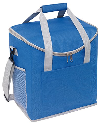 Kühltasche Blau verfügt über 2 seitliche Netzeinsteckfächer Isoliertasche 32 x 23 x 37 cm verstärkte Tragegriffe Thermotasche verstell & abnehmbarer Schultergurt