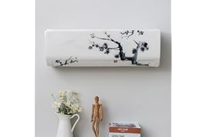 Hiseng Cubierta de Aire Acondicionado Montada en la Pared, Funda para Aire Acondicionado Interior,patrón a Prueba de Polvo Aire Acondicionado Cubierta (92 * 24 * 30(3P),Pintura al óleo China 3)