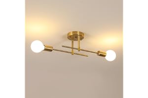 Riserva Vintage E27 taklampa, 2 guldlampor | Sputnik industriell metallljuskrona för vardagsrum, sovrum, kök, matsal, kaffe