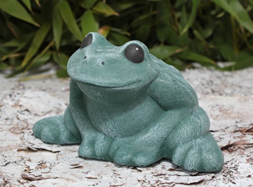 Deko-figur Frosch sitzend klein in Grün, Stein-figur für Haus und Garten - 2