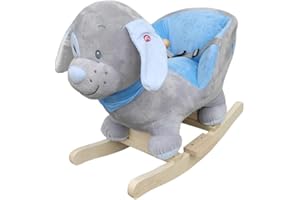 The Rocking Horse Co. - Rocking Dog/Puppy - Plush Finish - Complete with Sounds - On solid wood rockers