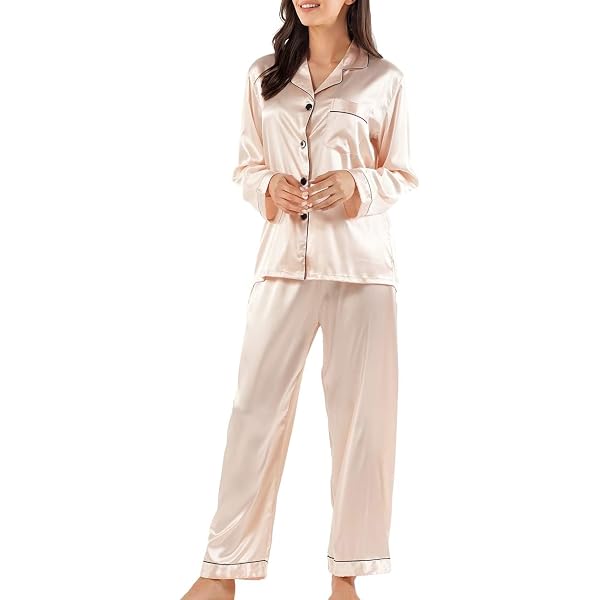 EPLAZA Damen Pyjama Set Aus Seidensatin – Kurzärmlig Mit Knopfleiste, Inkl. Augenmaske & Haarband – Lounge- & Schlafanzug