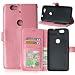 Produktbild Nancen Huawei Nexus 6P (5,7 Zoll) Lederhülle Neu Style Acht Farbe Weich PU Flip Case Ledertasche / Schutz Etui, Einfach Vintage Kollektion Karten Slot Foto Wallet Hülle Handy Tasche Zubehör