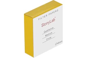 stonylab Círculos de Papel de Filtro Cualitativo, Papel de Filtro de Celulosa de 46mm de Diámetro con Velocidad de Filtración Media de Retención de Partículas de 20 Micrones, Paquete de 100