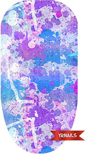 Colour Splatter Blues Full Nail Art Wrap by YRNails