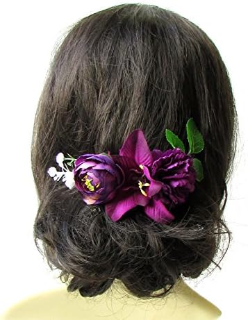 Dark Purple White Baby's Breath Orchid Carnation Rose Hair Comb Headpiece 1979 *EXCLUSIVELY SOLD BY STARCROSSED BEAUTY*