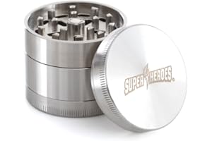 SUNMONDO Grinder - Grinder in acciaio INOX, 4 pezzi, 45 x 45 mm, con raschietto per polline