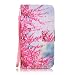 Produktbild Nancen Samsung Galaxy J5 2015 / SM-J500F (5 Zoll) Hülle Case Handyhülle Brieftasche Etui Lederhülle Schutzhülle Abdeckung Bookstyle Klappcase mit 2 Kartenslots 1 Wallet Tasche Handgelenk Seil Magnetverschluss Bracket-Funktion Full Silikon Weich Innenschale Gemaltes Muster [Rote Plum Blume]