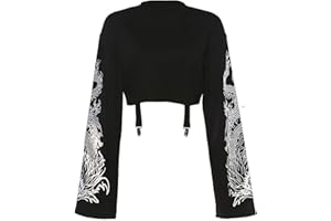 DINGJIUYAN Y2k Emo Crop Tops Femmes Gothique Halloween Steampunk Alt Hoodies Goth Vêtements pour Adolescente Fille