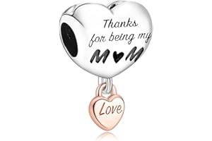 Annmors Charm Forever Mom Love Bead Charm Donna argento Ciondolo a forma di, in argento Sterling 925, compatibile con braccialetti e collane europei