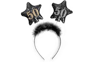 PARTYDECO Opaska z gwiazdkami 50, czarny