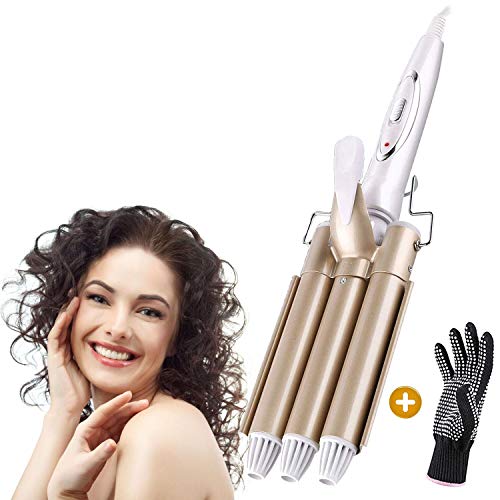 Rizador de varita de hierro de onda protable de Xchingwan, rizador de pelo de cerámica, férula de ondulación permanente grande 3 barril herramientas de peinado de cabello rizado de bricolaje