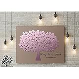 70x50 cm, 3D - Optik Leinwanddruck-Gästebuch, Hochzeitsbaum, Wedding Tree, Rustikales Gästebuch, Leinwanddruck - Baum, Keilrahmen und Holz Motiv