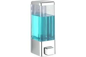 WENKO Distributeur de Savon Mural Istres | Distributeur de désinfectant chromé pour Salle de Bain | Distributeur de Savon en Plastique | DIM (l x h x p) 6 x 18,5 x 7,5 cm | Couleur Chrome