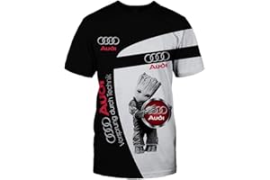 BABQ-HTRS T-shirt d'été pour homme avec logo de voiture imprimé Groot 3D - Décontracté à manches courtes - Couleurs contrastées
