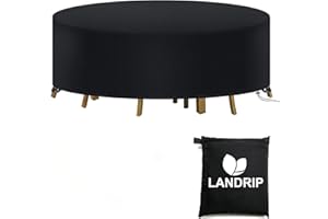 Landrip Extra Large Garden Furniture Covers, Heavy Duty Oxford Round Garden Table Cover Circular Patio Set Covers Waterproof, Anti-UV, Ø230 x 100cm