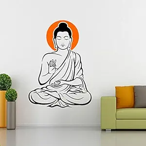 Khirki India Yogi Buddha Black Removable Decor Environmentally Mural Wall Stickers Decal Wallpaper for Kids Home Living Room Bedroom Bathroom Kitchen Office