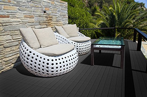 SAM® Terrassen-Fliese aus WPC Kunststoff, 11er Spar Set für 1 m², Farbe anthrazit-grau, Garten-Fliese mit 4 Latten, Balkon Bodenbelag mit Drainage Unterkonstruktion, Klick-Fliesen, FSC® 100% zertifiziert - 6