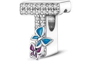 XWN Ciondolo Argento Sterling 925 Lettere con Cubic Zirconia Pendenti per Pandora Braccialetti, Compatibile con Braccialetti e Collane europei, perfetto Regali per Moglie e Ragazze X1