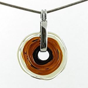 Kette mit Anhänger aus Muranoglas in Brauntönen, Glas-Schmuck, Wechsel-Schmuck, Unikat, personalisiert, einzigartiges Geschenk für die beste Frau der Welt