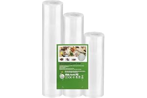 TTSTOIEE Vakuumierfolie 3 Rollen (30/20/15 x 500 cm) 150 µm BPA-freie Vakuumierbeutel, Reißfest, kochfest & gefriergeeignet, Für Vakuumiergeräte, Sous Vide, Lebensmittelaufbewahrung