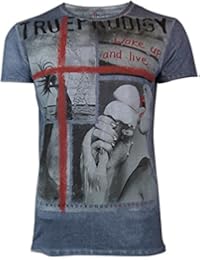 trueprodigy Casual Hombre marca Camiseta estampado ropa retro vintage rock vestir moda cuello redondo manga corta slim fit designer cool urban fashion t-shirt color azul 1062121-4014