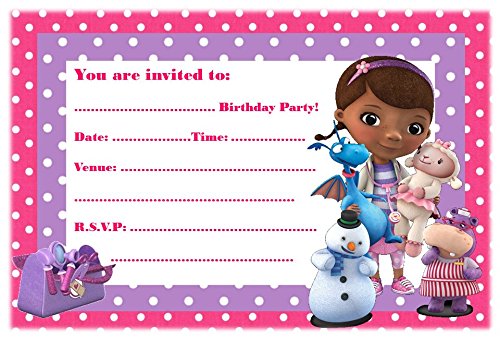 Doc McStuffins A5 Größe Party Einladungen – 20 Pro Pack auf Hochglanz-Papier