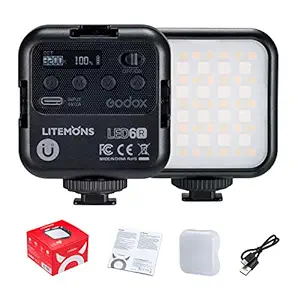 Godox LED6R RGB Video Light, with 3 Cold Shoe Sockets, Rechargeable Soft Panel Light, Support Magnetic Attraction