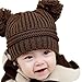 Produktbild CLOOM Baby Mütze Jungen Mädchen Strickmütze mit Wollknäuel Niedlich Winter Baby Kinder Mädchen Jungen Warm Woll Haube Kapuze Schal Mützen Hüte Kinder Plüschknopf Baby Warme Ohrenschützer (Kaffee)