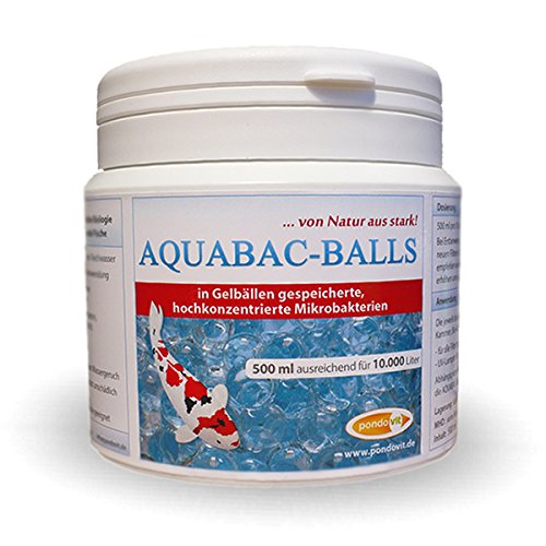 pondovit AQUABAC BALLS 500 ml in Gelbällen gesp. Mikrobakterien Teich Filter hochkonzentrierte Starter- und Filterbakterien reicht für 10.000 Liter, Koi, Teich