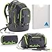 Produktbild satch by Ergobag Phantom Grau Grün Neon 4-teiliges Set Rucksack, Schlamperbox, Sporttasche & Styler-Box