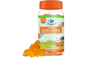 Physis Kids Multivitamin Gummies | Ages 2+ | 30 Orange Flavour Chewable Vitamin with Vitamins C, D, Omega 3 & More | Kids Vitamins Chewies for Cognition, Energy & Support Growth | Children's Vitamins