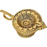 Elegant Brass AUM/OM Deepak with Handle/Akhand Oil Diyas for Puja Room