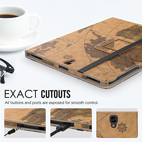 MoKo Samsung Galaxy Tab S3 9.7 Hülle – PU Leder Ständer Schutzhülle Smart Case Cover mit Stift-Schleife / Standfunktion und Auto Sleep / Wake Up Funktion für Samsung Galaxy Tab S3 9.7 Zoll (2017) SM-T820 / T825 Tablet, Landkarte H - 3