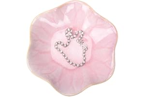HOKMOKQOK Ceramic Jewelry Dish,Leaf jewelry tray,Key Bowl,jewelry holder,small ring dish holder,Jewelry Plate,trinket,Catch all tray nightstand decor for entryway table Home decor for girl women (Pink)