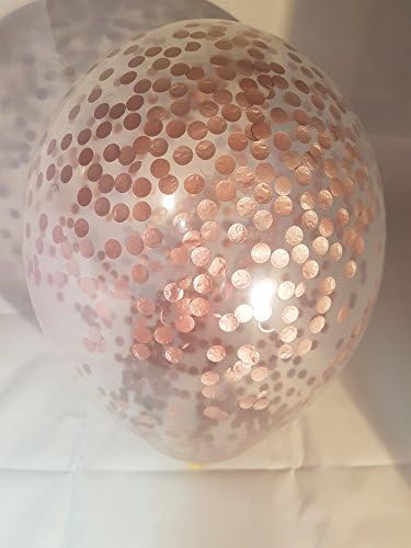 Pantaloons Balloons 6 x Rose Gold confetti balloon with FREE ribbon