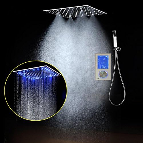 WEITING 3Jets LED intelligent digital display rain shower set installed in wall 20" SPA mist rainfall thermostatic touch panel mixer