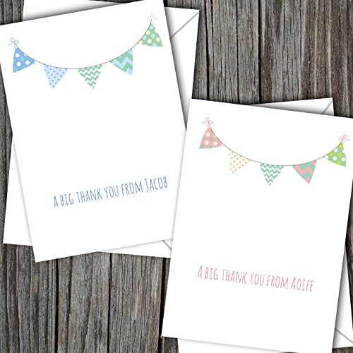 10 Personalised Boy/Girl Baby Thank You Cards (SBD17) lL