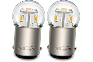 Ruiandsion 2pcs Ampoule LED BA15D 12V 1130 1142 1176 Blanc Chaud 3014 12SMD Ampoules LED de remplacement pour feux arrières de voiture, remorque, marine, camping-car, bateau.