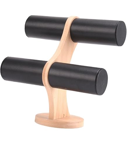 Présentoir à Bracelets En Bois Massif - 3 Niveaux - Support De Rangement Pour Bijoux, Montres - 34.5x30x10 Cm - Pour Maison Ou Bijouterie - 6