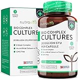 Bio Complex Cultures | 20 Billion CFU with 8 Bacteria Strains | Max Strength & Potency Time Release Capsules | Made in The UK by Nutravita