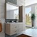 Produktbild Badezimmer Möbel Set mit Waschbecken Spiegel und Hochschrank in Creme Monaco Eiche / Beige Braun