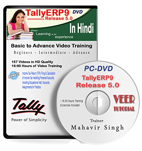 TallyERP9 Video Training Basic to Advance in Hindi (130 HD Videos, 18 hrs) 1 DVD RS.649 (87.00% Off) - Amazon