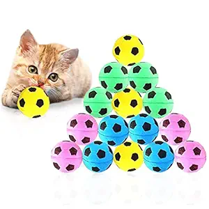 Meric Sponge Cat Balls, 1.5 - Inches, Soft Foam Soccer Balls for Exercise and Interactive Play, Sturdy, Bouncy Play Toy for Feline, 16 Balls per Pack