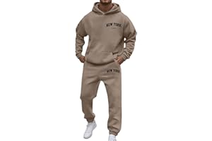 LGGWUNSI Tuta Uomo - Moda Comodi Cotone Tuta Uomo Completa Morbida Elasticità Tute Sportiva Jogging Traspirante Yoga Stampa Felpa+Pantaloni Taglie Forti Larghi Abbigliamento per Autunno e Inverno S-3XL