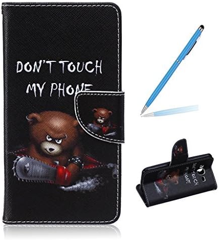Trumpshop Smartphone Protective Case for Samsung Galaxy J3 (2016) SM-J320 [Don't Touch My Phone (Baby Bear)] Premium PU Leather Flip Wallet Cover Bookstyle Card Slots Stand Feature Shockproof
