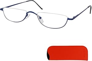 Mini Brille Metalowe okulary do czytania z półksiężycem, oprawka ze stali nierdzewnej z zawiasem sprężynowym, czytelnicy dla mężczyzn i kobiet